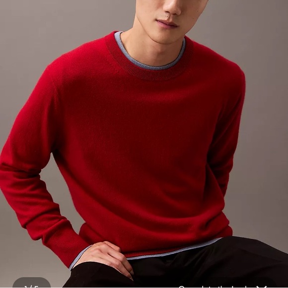 Men's Red Sweater Classic Cashmere Crewneck Sweater